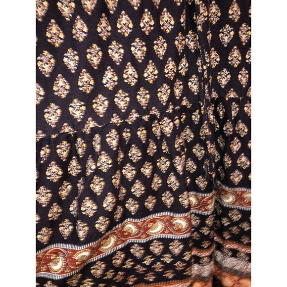 Old Navy Women Large Brown Floral Waist Defined Tiered Midi Peasant Dress Size L - Picture 5 of 8